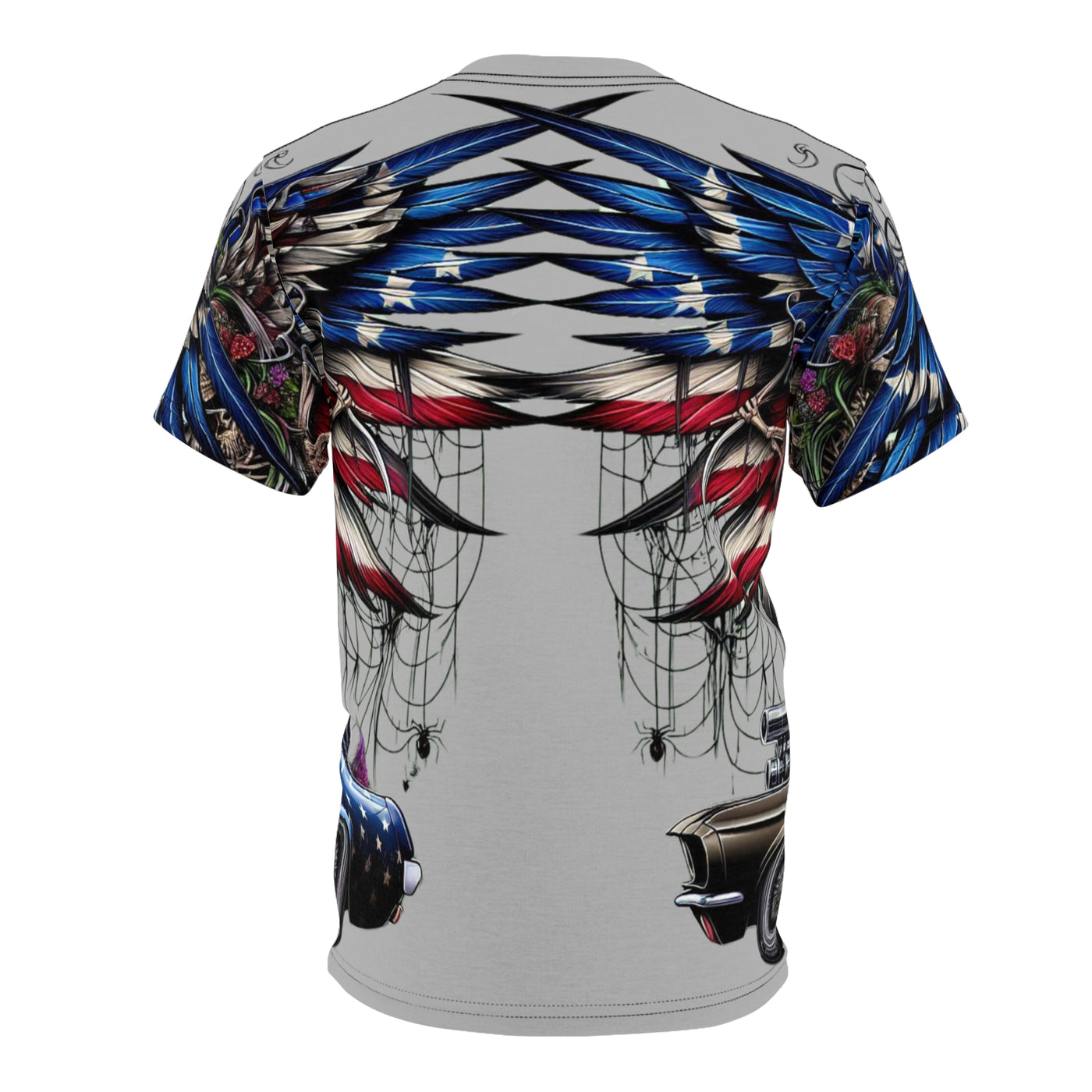 American Flag T-shirt, W/ Winged Female Silhouette & Mustang