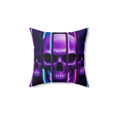 16, Polyester Square Purple Skull Pillow