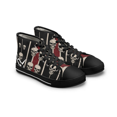 Women's High-Top Sneakers, Vivid Creations Designer Shoes Graphic Skull Design