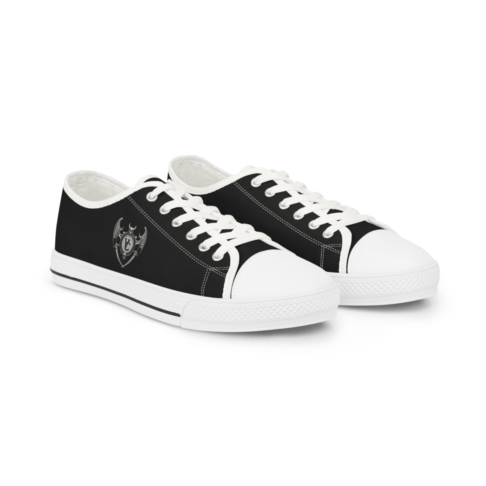 Men's Low Top Sneakers - Casual Black Sneakers with Unique Design