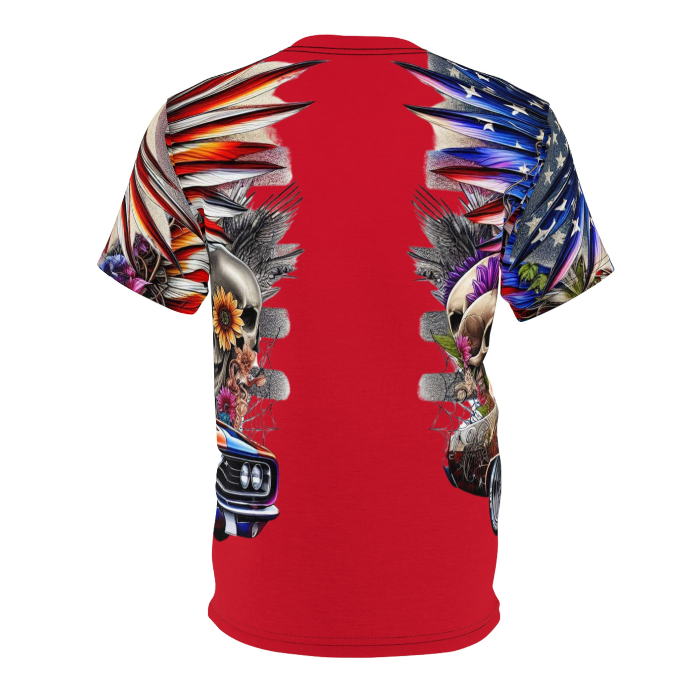 American Flag W/ Winged Female Silhouette & Old Car T-shirt