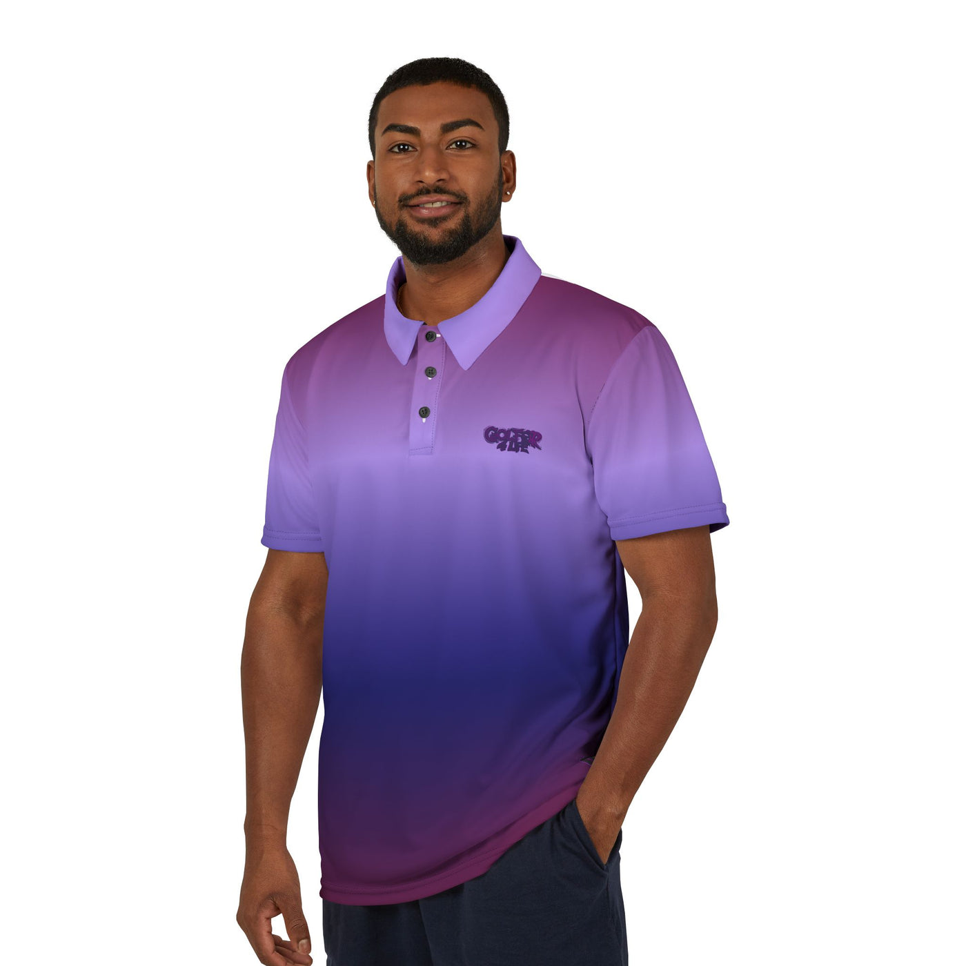 Gradient Purple Golfer 4 Life Polo Shirt - Stylish Casual Wear for All Occasions