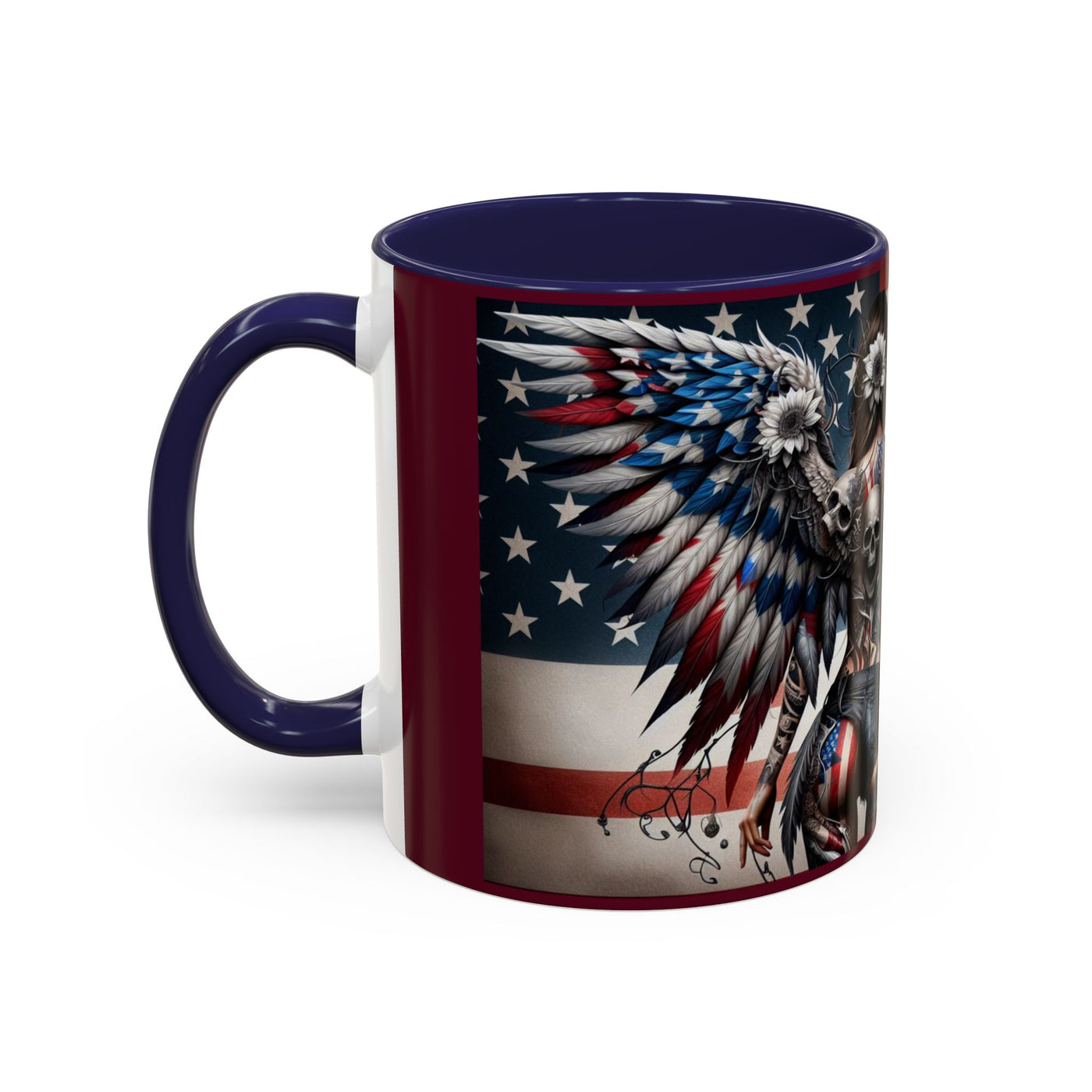 American Flag Coffee Mug (11, 15oz), W/ Winged Silhouettes