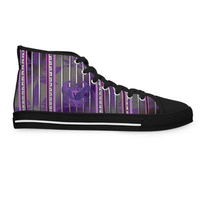 Women's High Top Sneakers - Stylish Purple Stripes Design