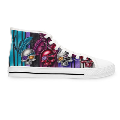 Women's High-Top Sneakers, Vivid Creations Designer Shoes Graphic Skull Design