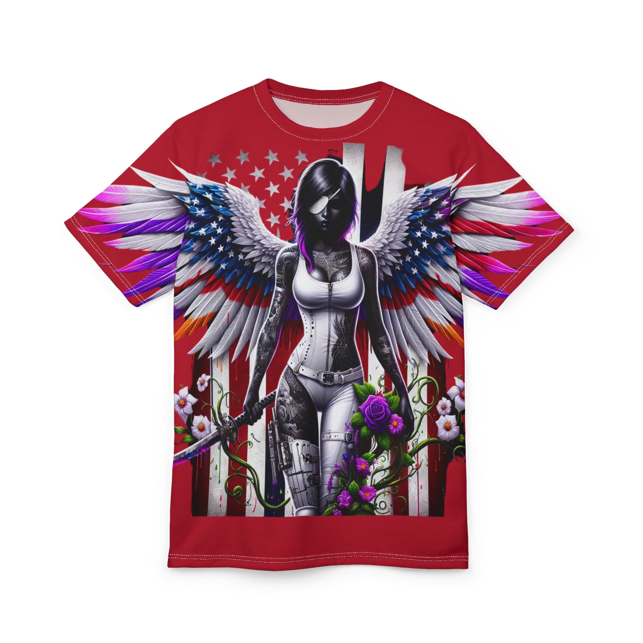 American Flag Cut & Sew Tee, Vivid Angel T-shirt