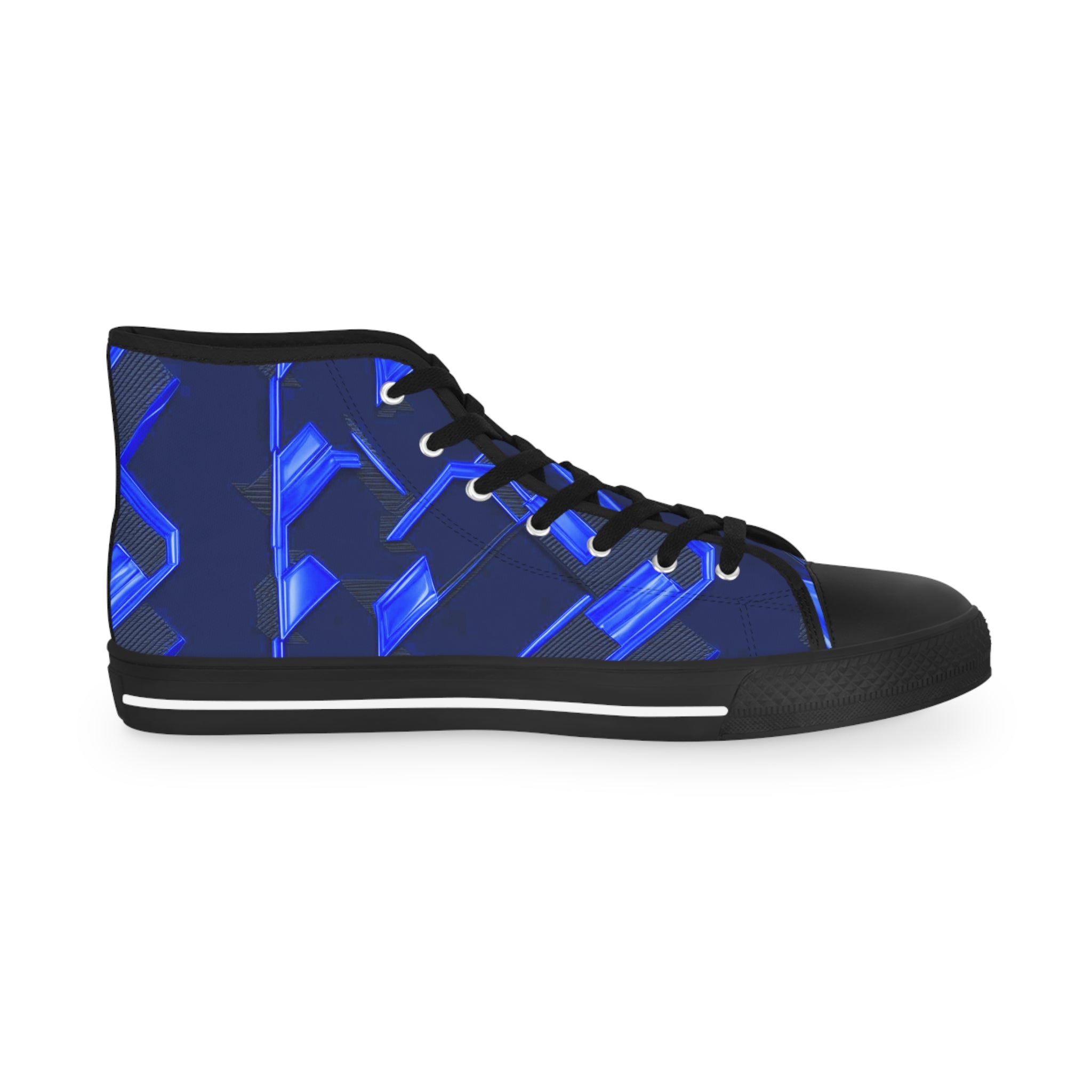 Stylish Men's High Top Sneakers with Blue Geometric Design