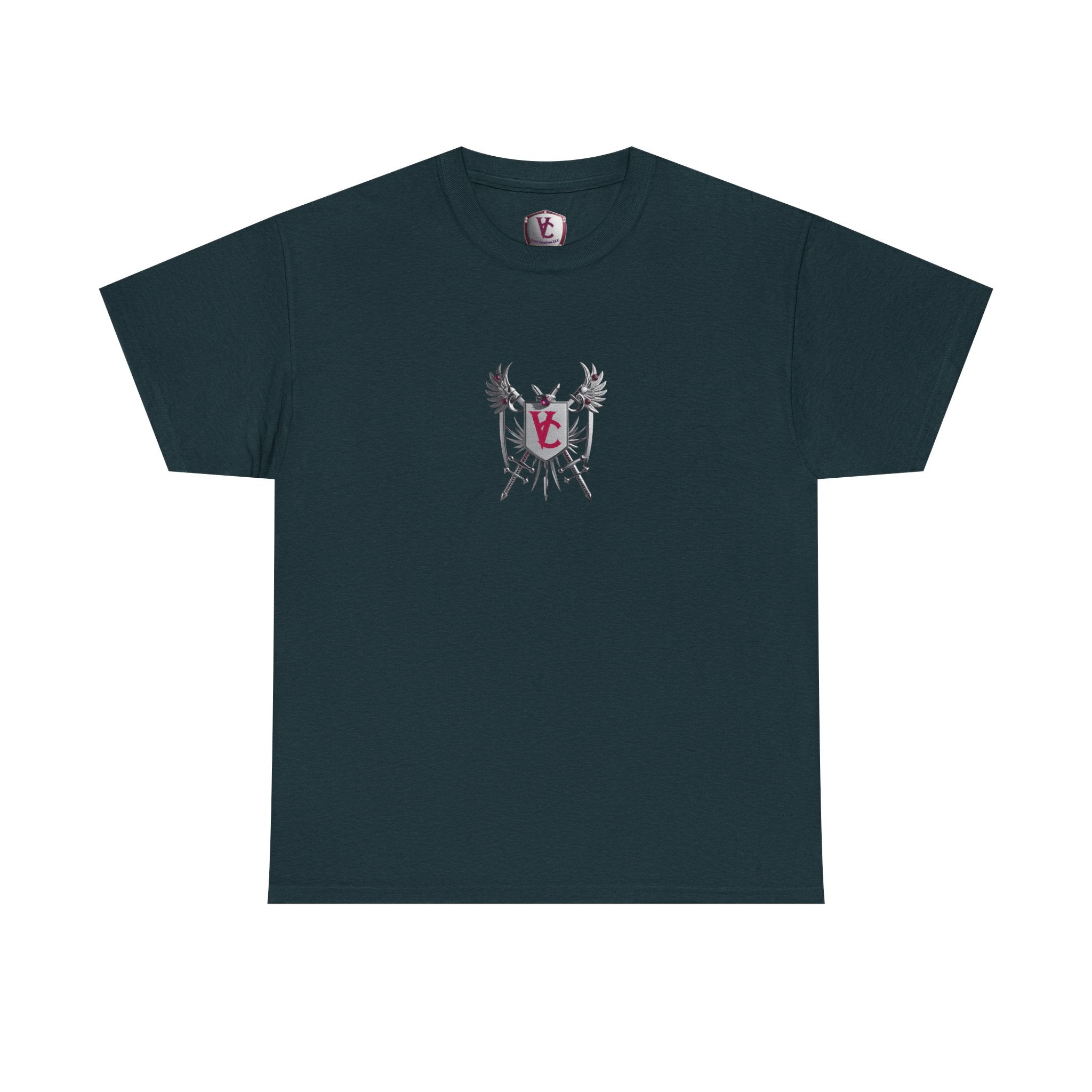 Unisex Heavy Cotton Tee with Shield Design - Bold Streetwear Style