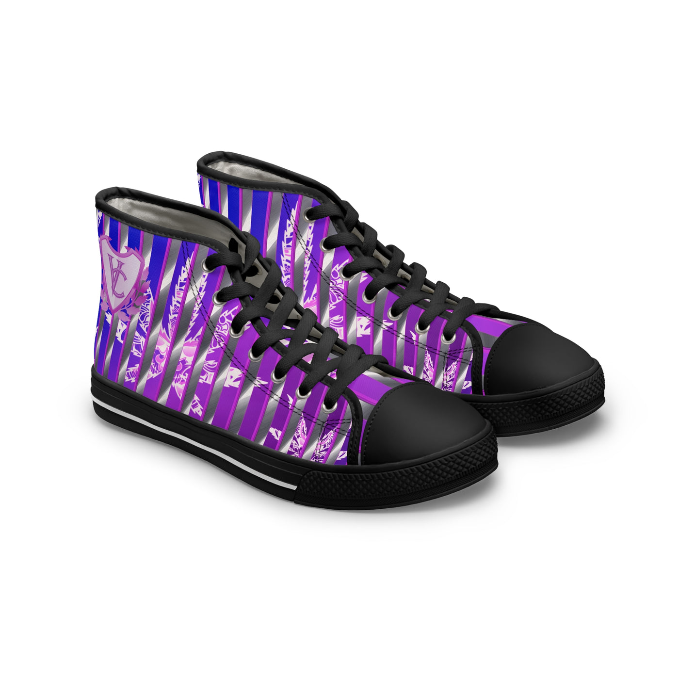 Women's V.C. High Top Sneakers - Stylish Purple Striped Design for Everyday Wear