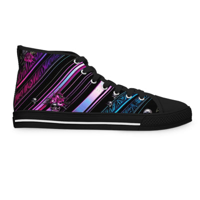 Women's High-Top Sneakers, Vivid Creations Designer Shoes Graphic Skull Design