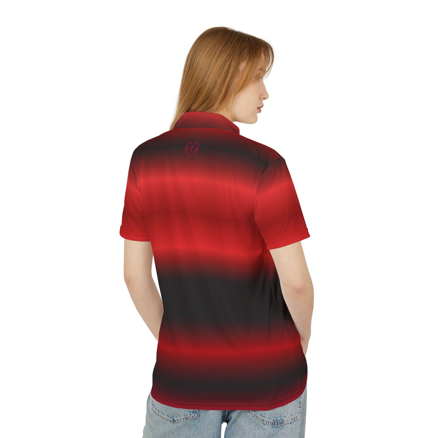 Red and Black Striped Unisex Polo Shirt - Stylish Casual Wear