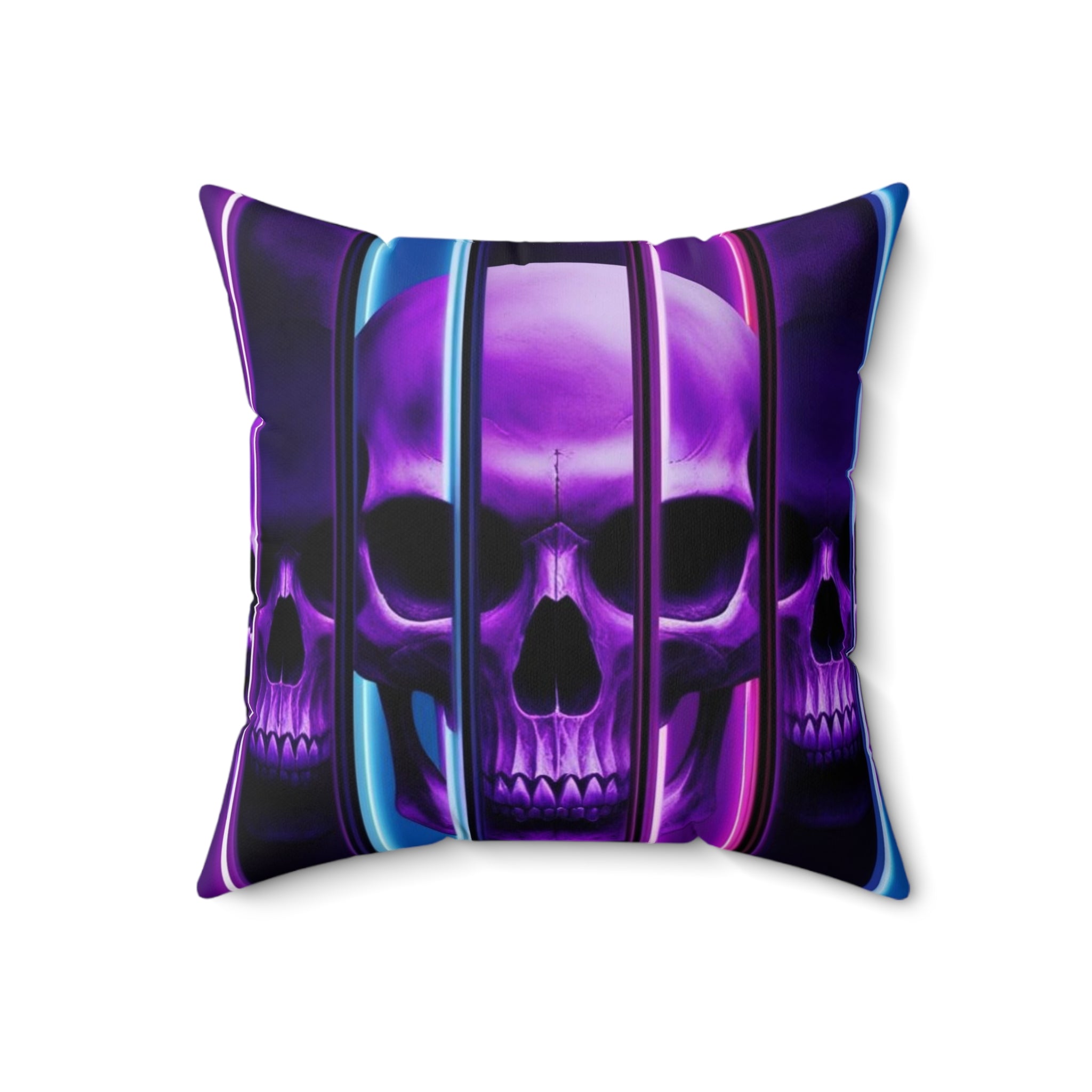 16, Polyester Square Purple Skull Pillow