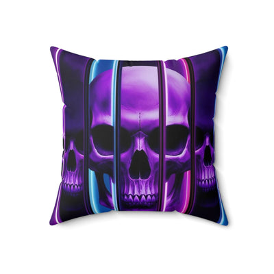 16, Polyester Square Purple Skull Pillow