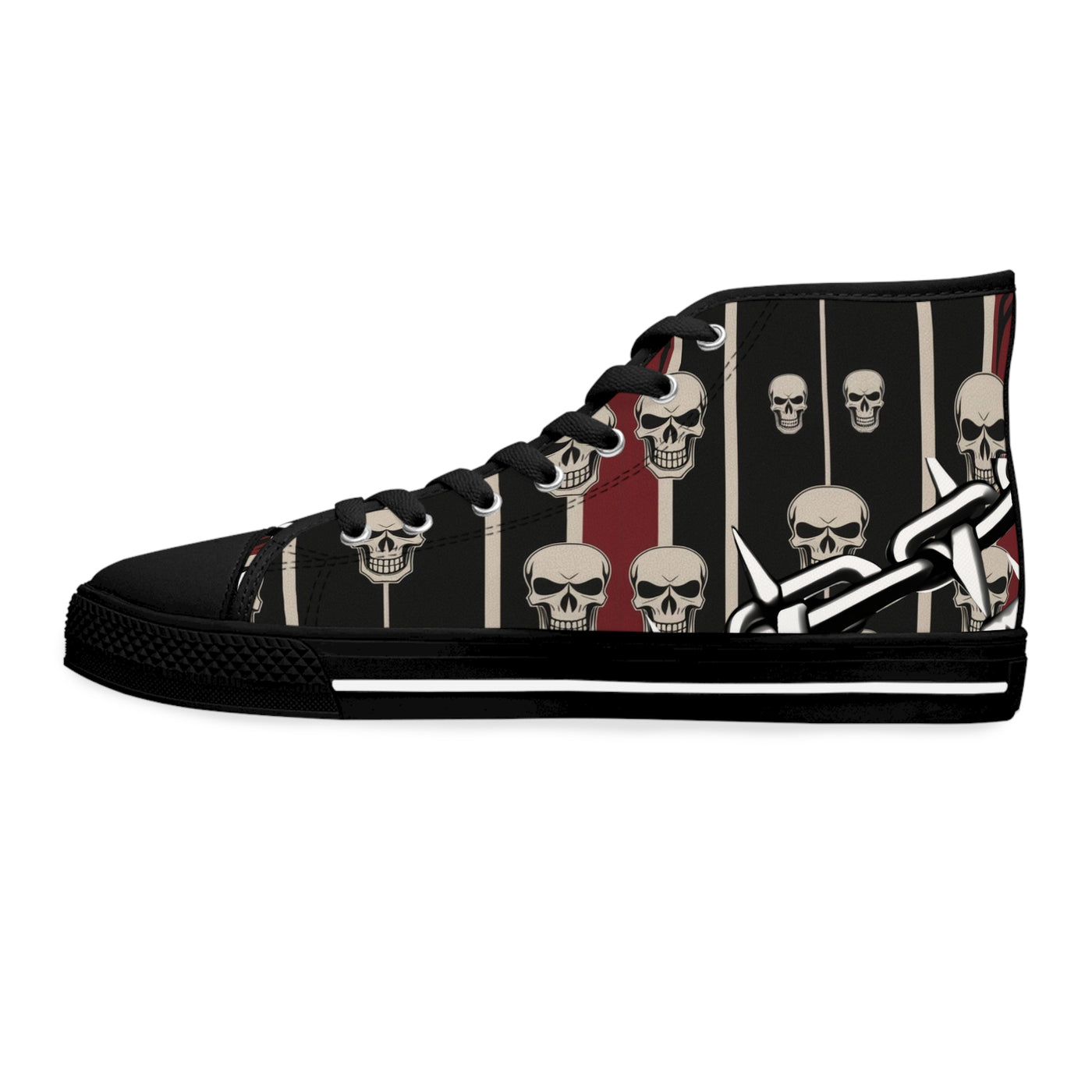 Women's High-Top Sneakers, Vivid Creations Designer Shoes Graphic Skull Design