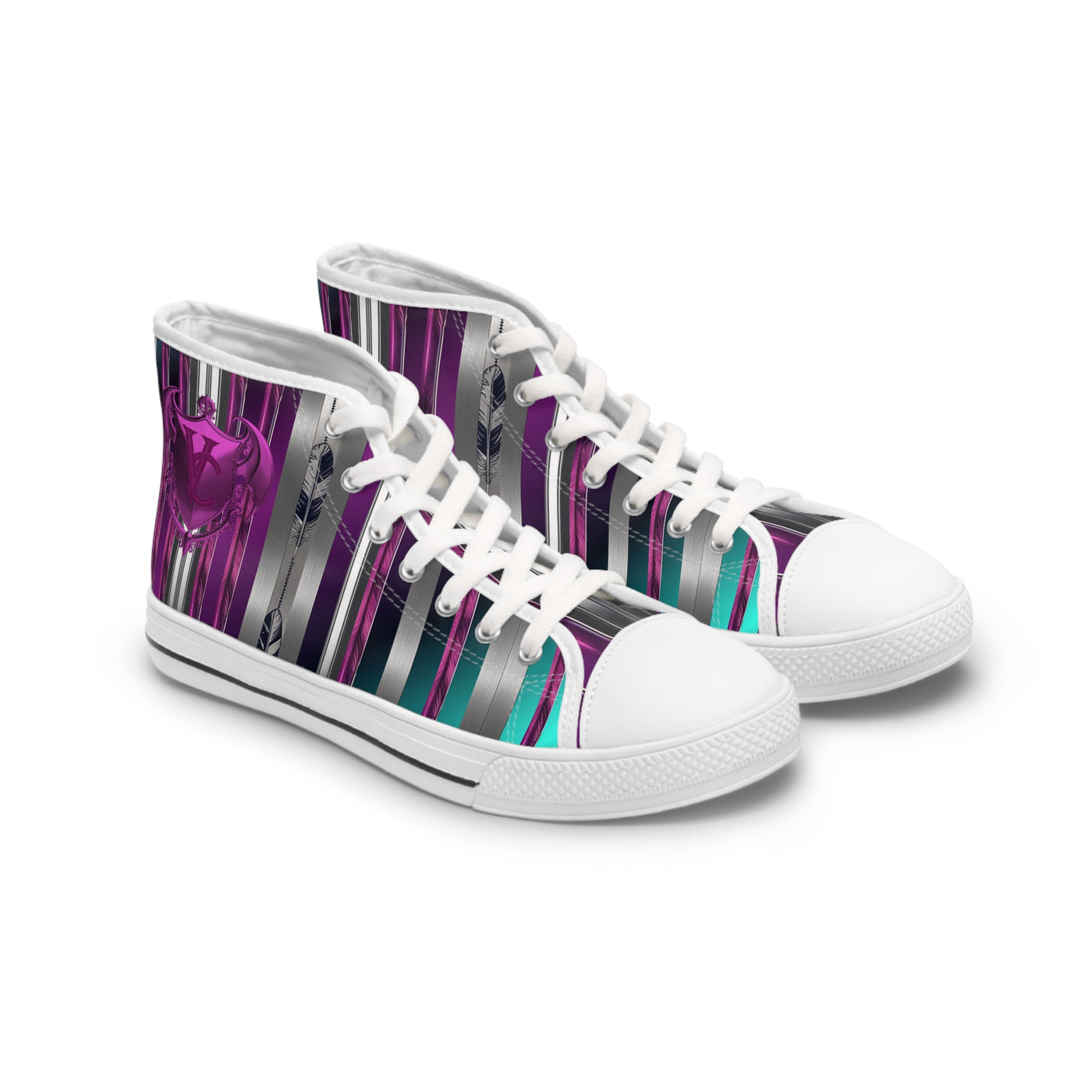 Stylish Women's High Top Sneakers - Striped Design, Perfect for Casual Wear and Events