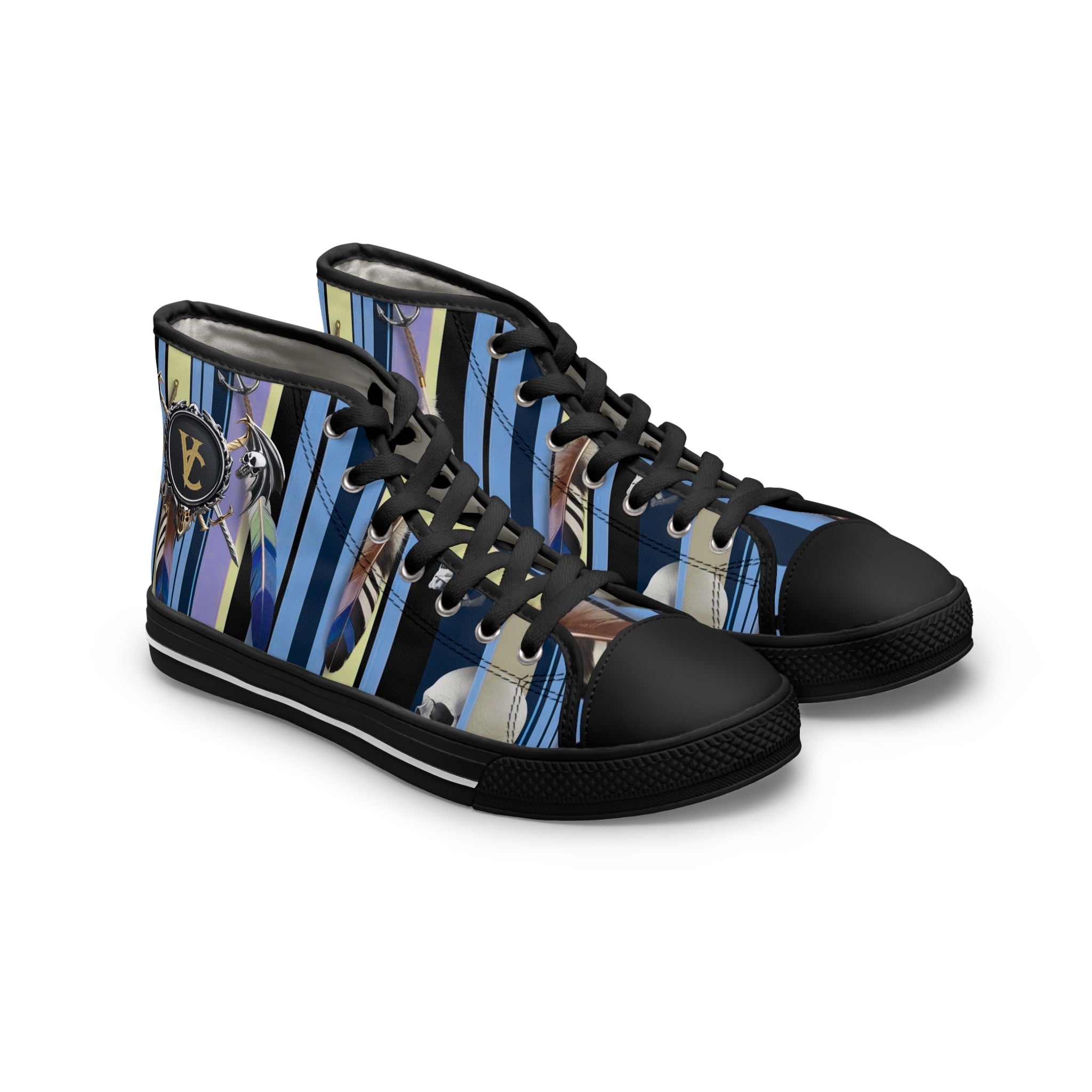 Stylish Women's High Top Sneakers with Artistic Stripes - Trendy Footwear for Fashion Lovers