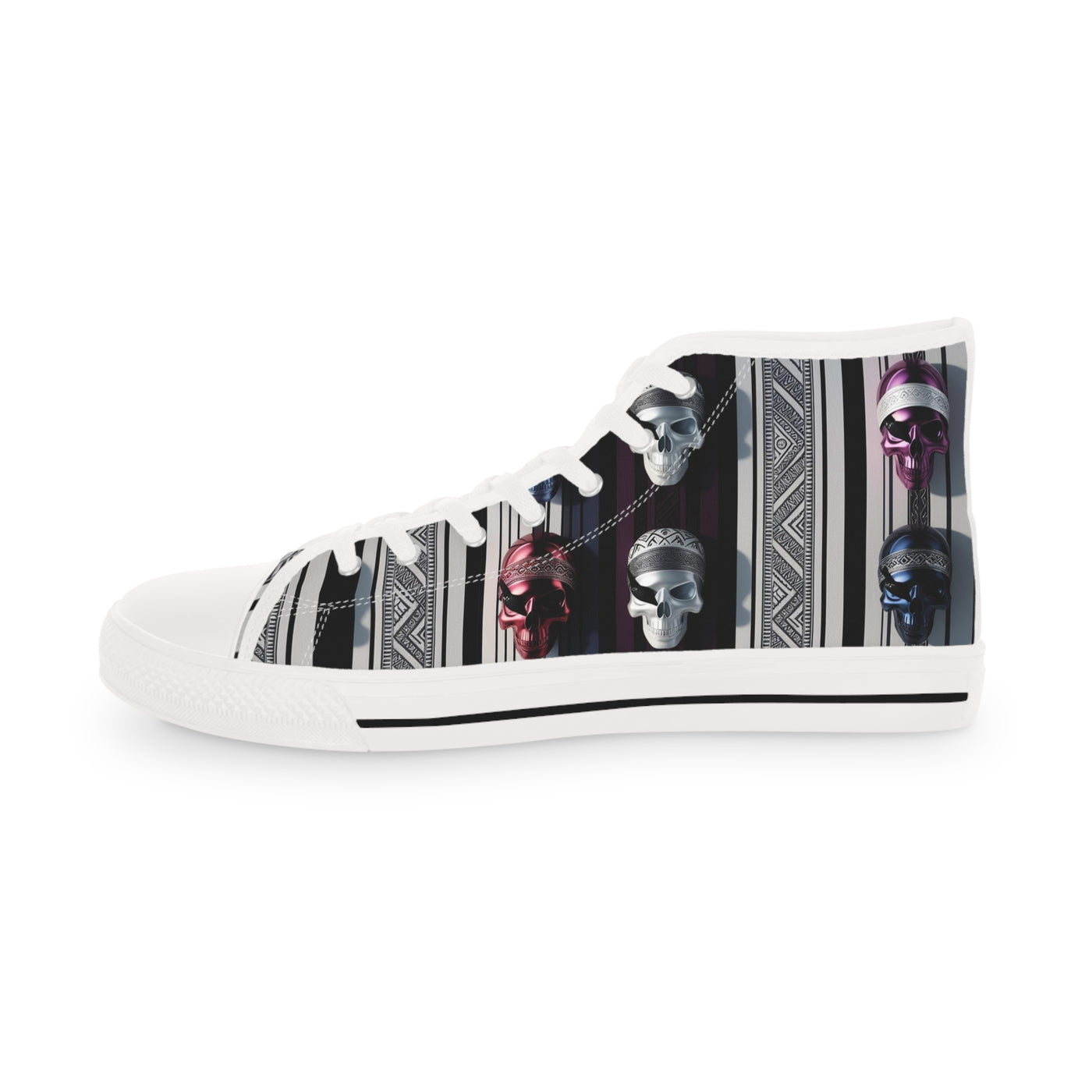 Men's High-Top Sneakers, Vivid Creations Designer Shoes Graphic Skull Design