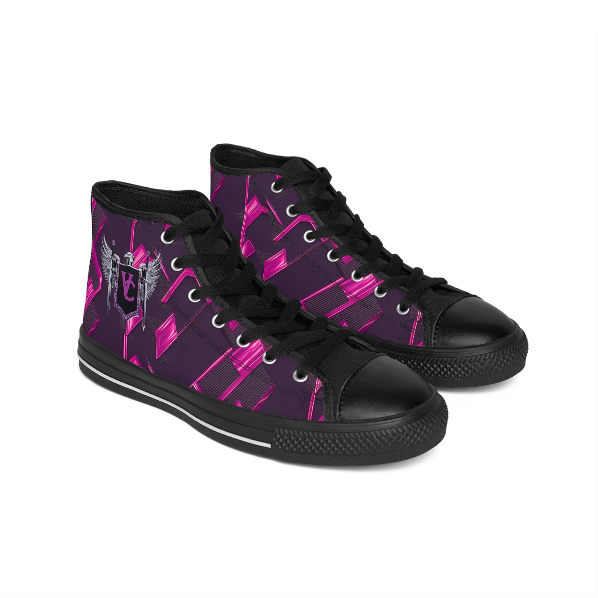 Stylish Women's High-Top Sneakers with Vibrant Pink Design