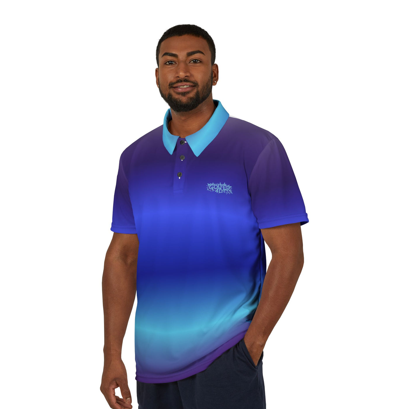 Men's Gradient Blue Polo Golf Shirt - Stylish and Comfortable for Casual or Business Wear