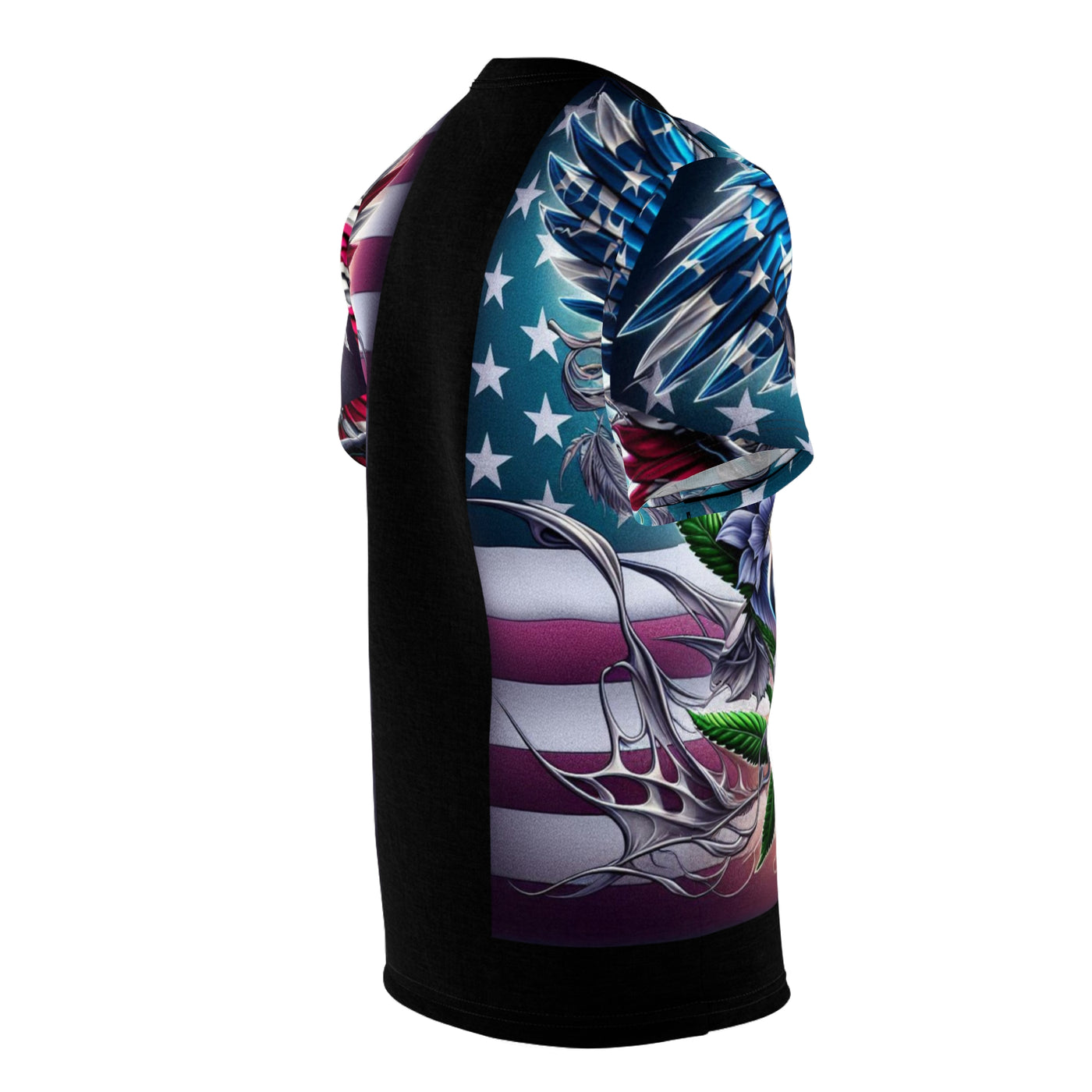 American Flag W/ Winged Female Skateboarding Silhouette T-shirt