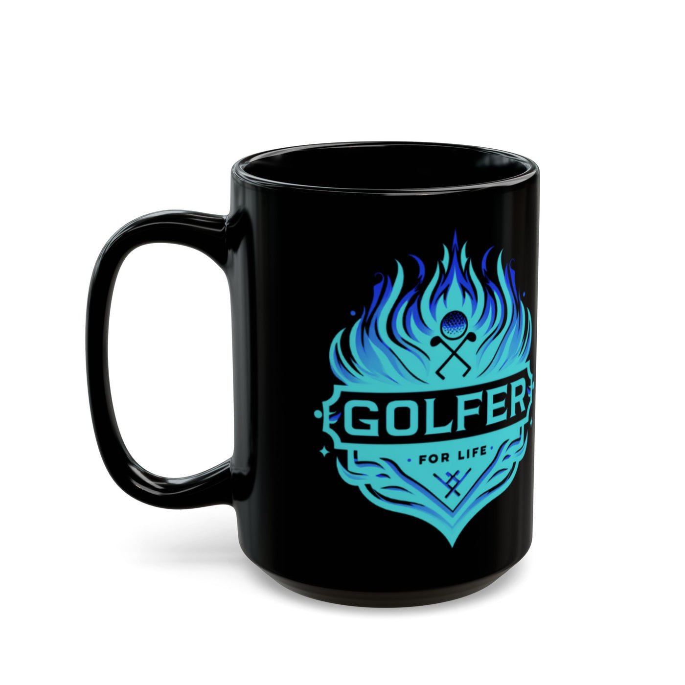 Black Mug, Golfer for Life Coffee Mug (15oz)