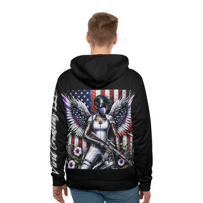 Men's Hoodie - American Flag with Winged Silhouette Design