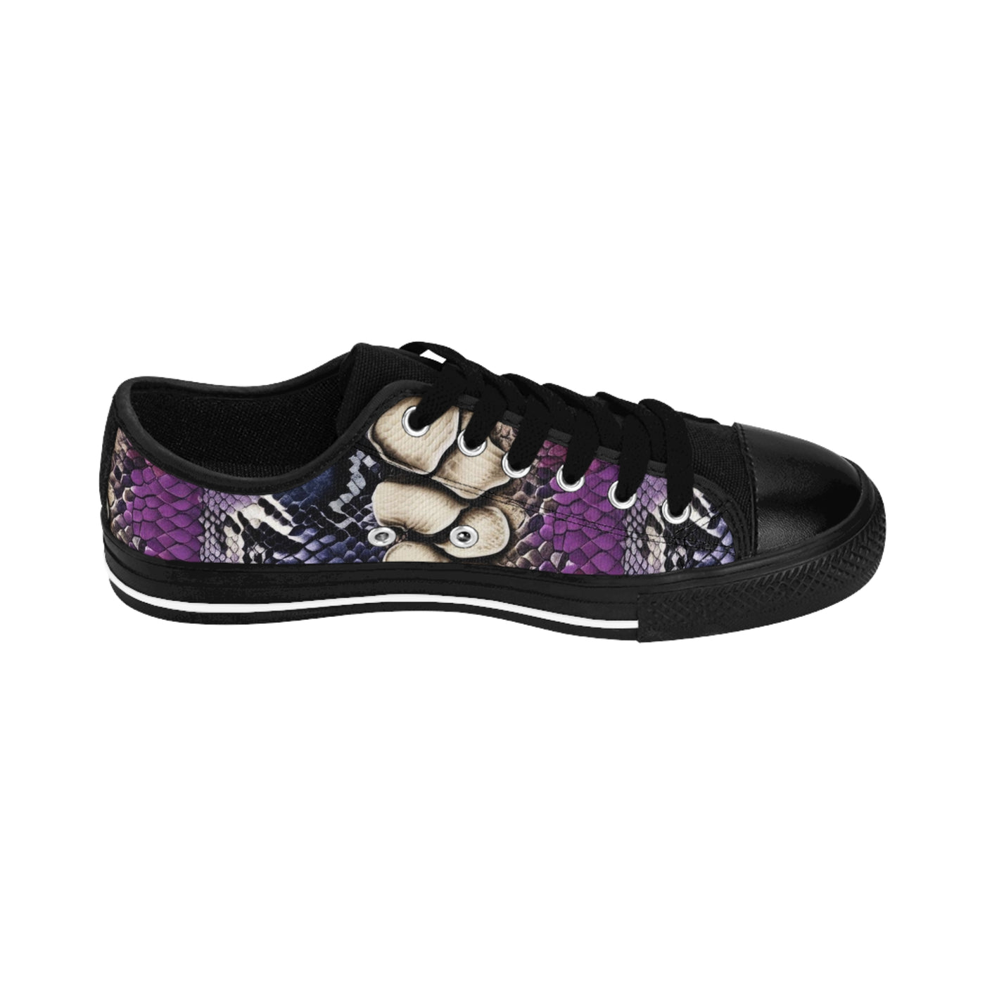 Vibrant Women’s Sneakers with Snake Print & Skull Design