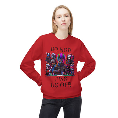 Fleece Crewneck Poker Sweatshirt, Vivid Creations Do Not Piss Us Off Sweatshirt