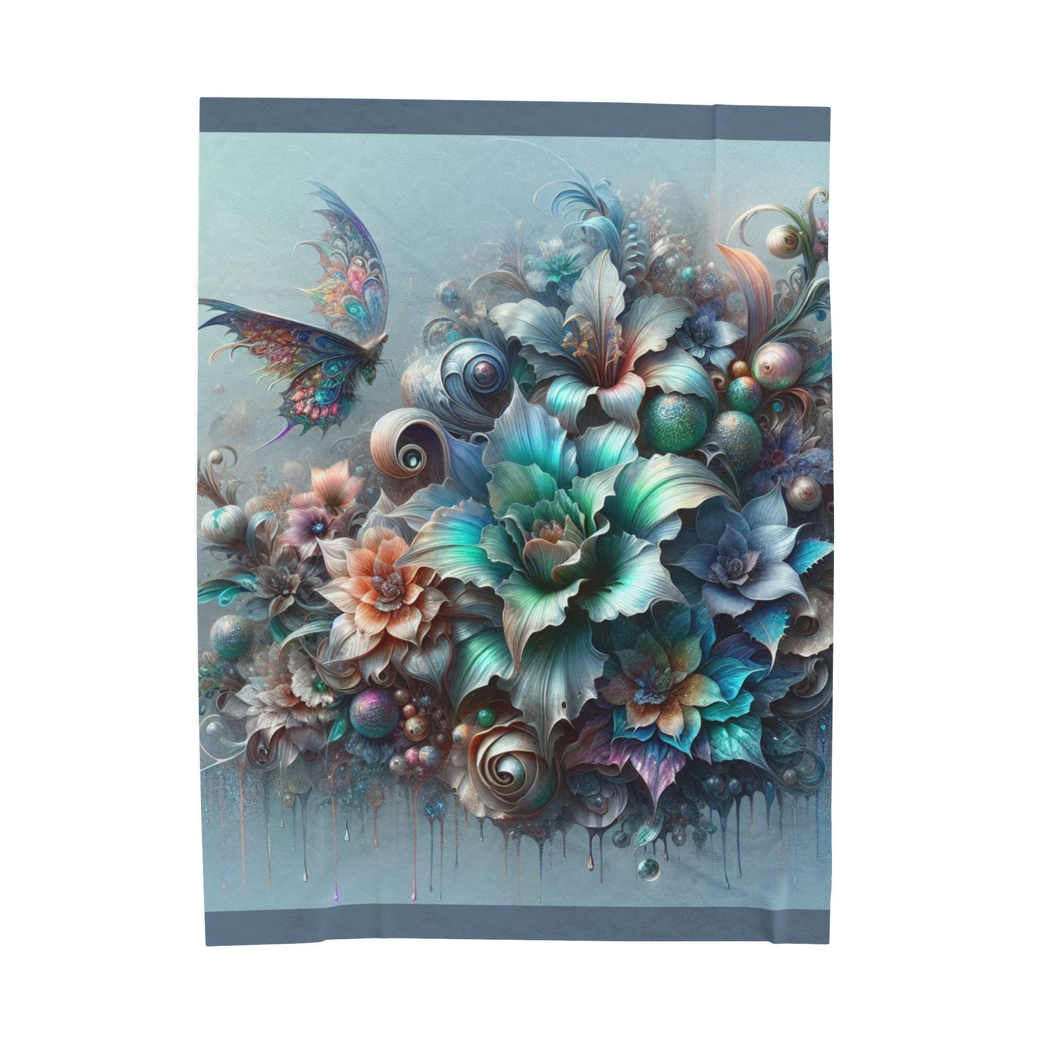Floral Butterfly Velveteen Plush Blanket - Cozy Decorative Throw for Home and Gifts