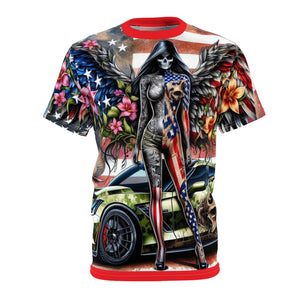 American Flag W/ Winged Male & Female Silhouette & Corvette T-shirt