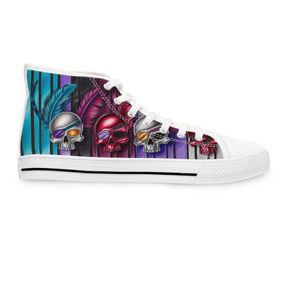 Women's High-Top Sneakers, Vivid Creations Designer Shoes Graphic Skull Design