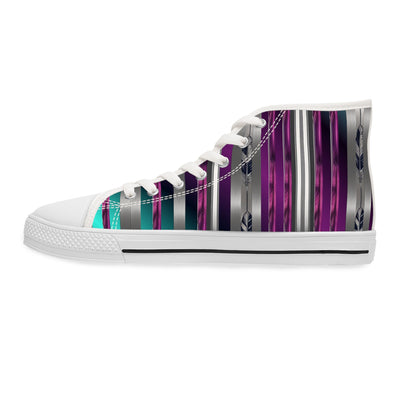 Stylish Women's High Top Sneakers - Striped Design, Perfect for Casual Wear and Events