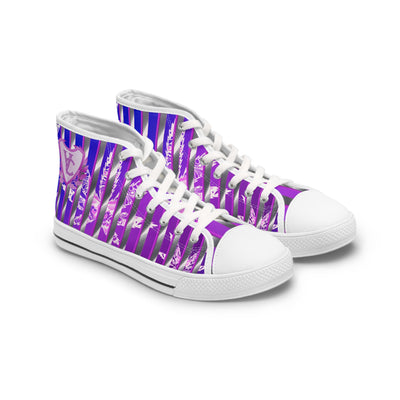 Women's V.C. High Top Sneakers - Stylish Purple Striped Design for Everyday Wear