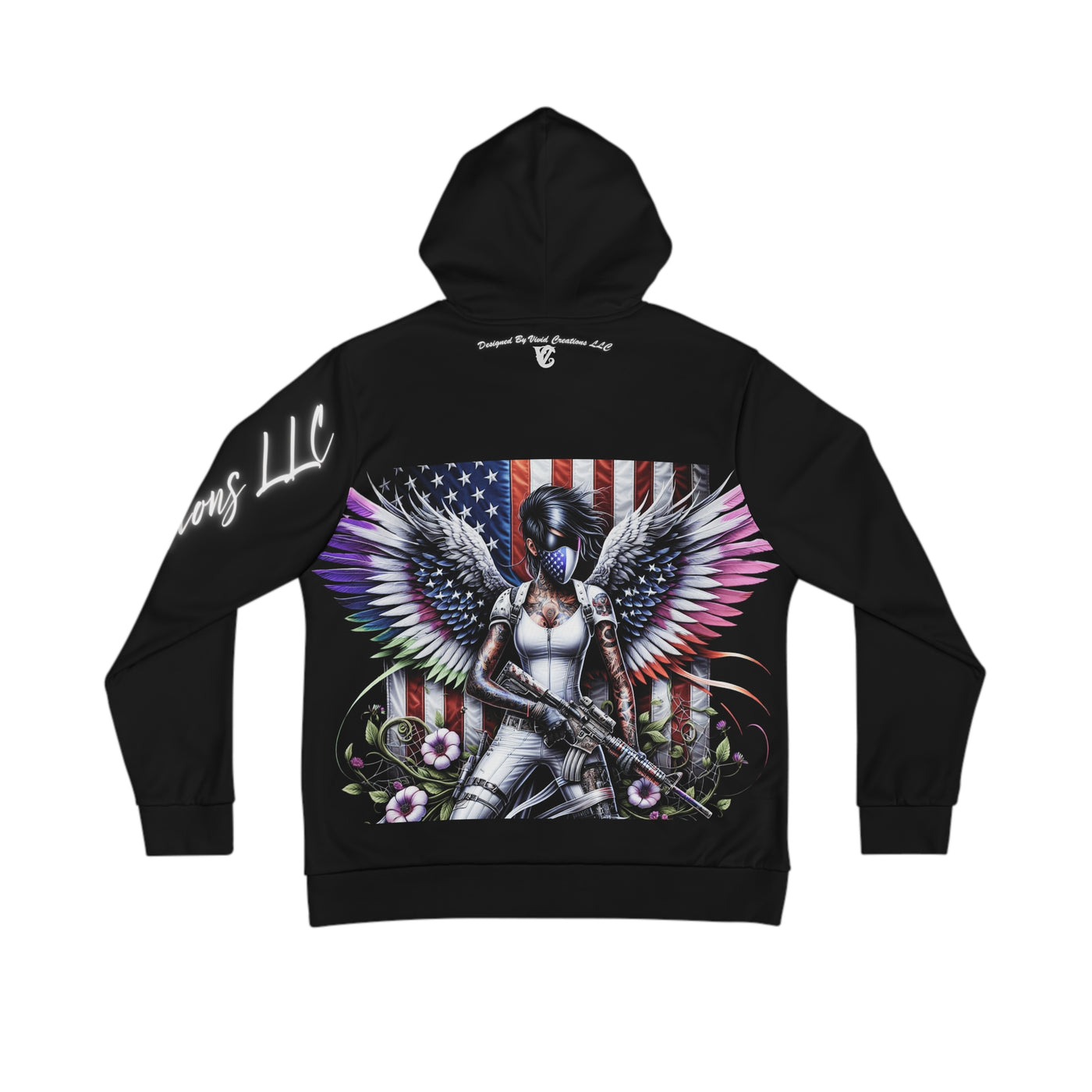 Men's Hoodie - American Flag with Winged Silhouette Design