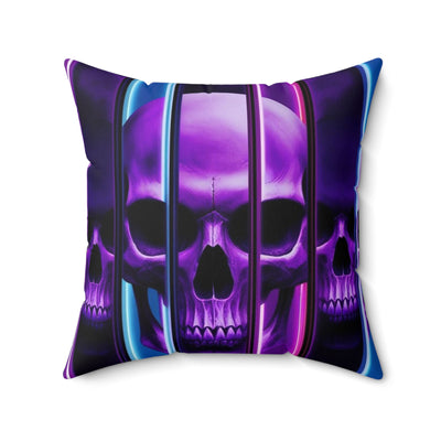 16, Polyester Square Purple Skull Pillow