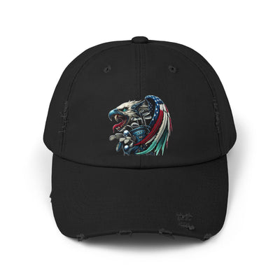 Distressed Golf Cap, American Flag Winged Eagle Head Golf Bag Design Hat