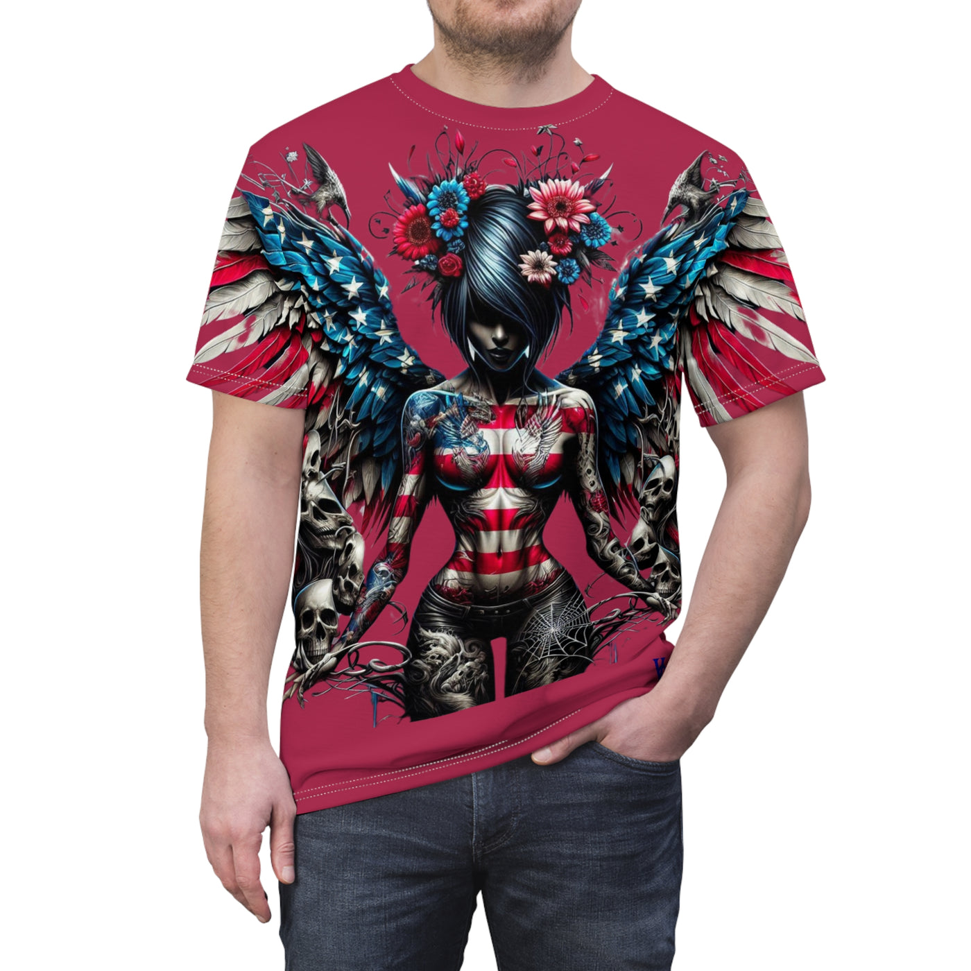 Vivid Creations Cut & Sew Tee, American Flag Vivid Angel T-shirt