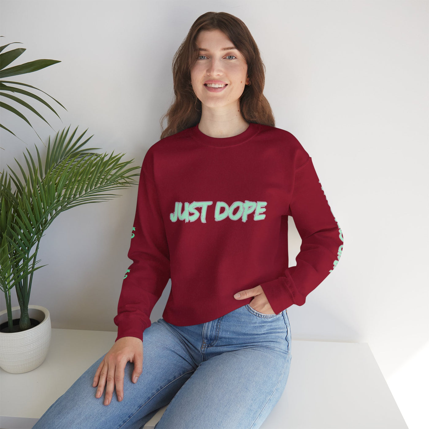 Just Dope Crewneck Sweatshirt, Vivid Creations Pull-Over Sweatshirt