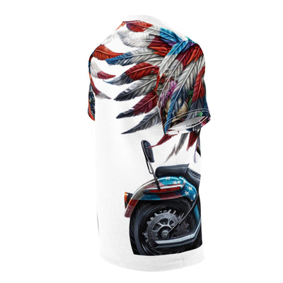 American Flag & Winged Female Silhouette W/ Motorcycle T-shirt