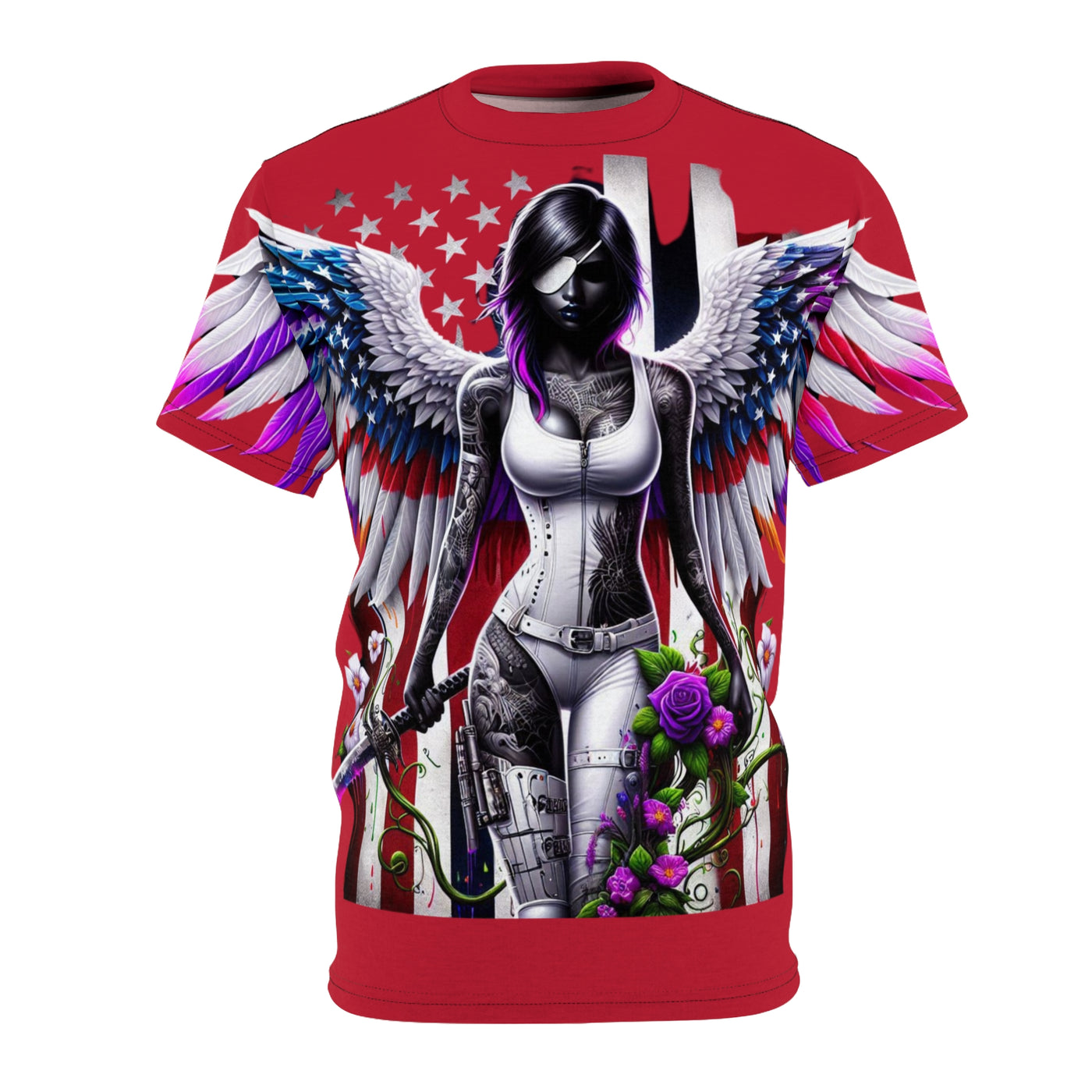 American Flag Cut & Sew Tee, Vivid Angel T-shirt