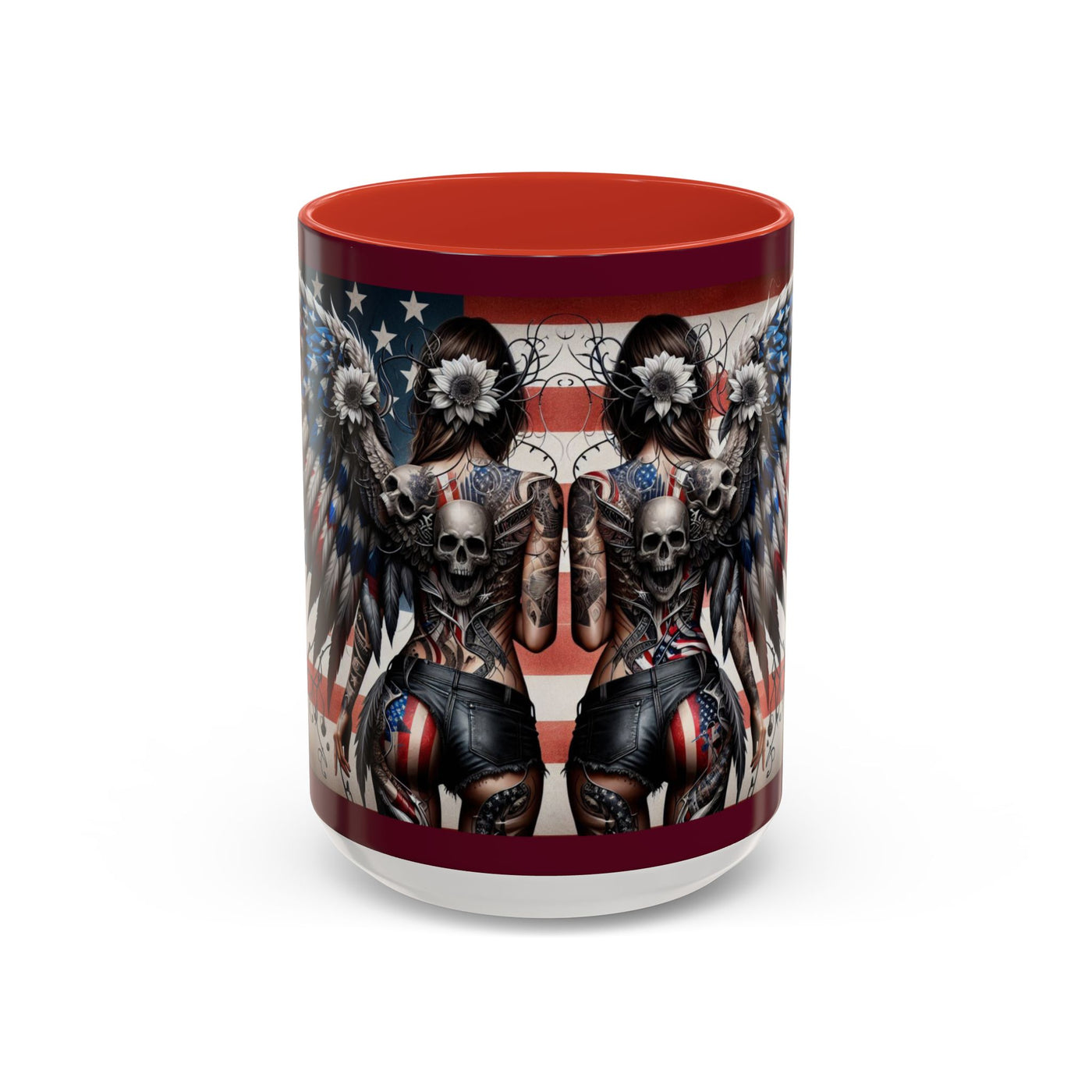 American Flag Coffee Mug (11, 15oz), W/ Winged Silhouettes