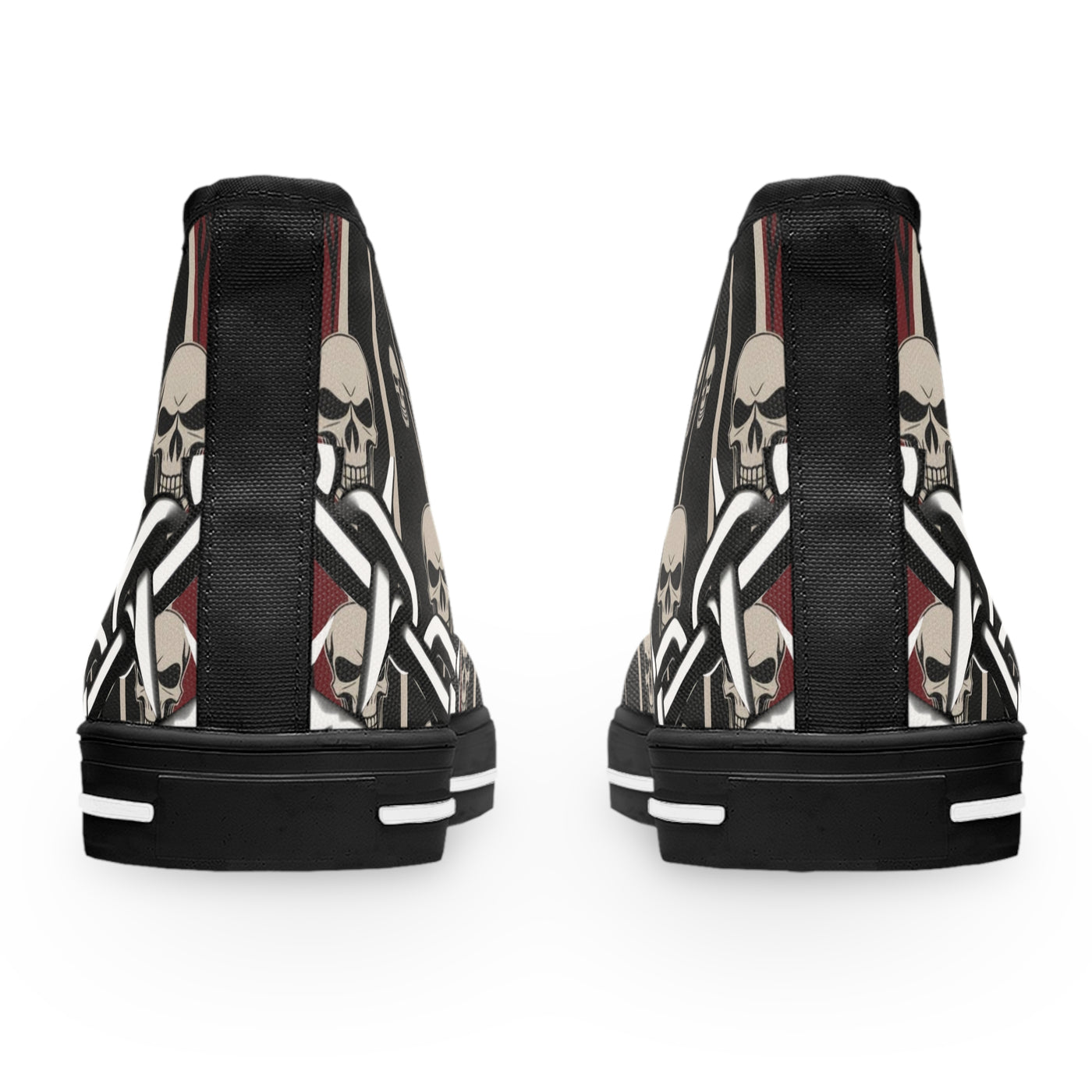 Women's High-Top Sneakers, Vivid Creations Designer Shoes Graphic Skull Design