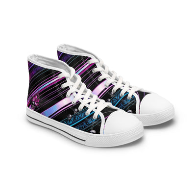 Women's High-Top Sneakers, Vivid Creations Designer Shoes Graphic Skull Design