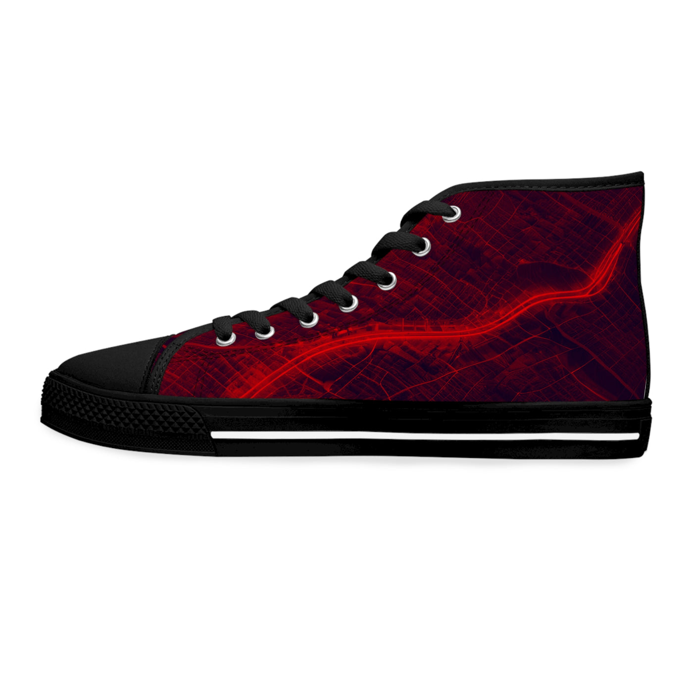 Women's High-Top Sneakers, Vivid Creations Designer Shoes Graphic Skull Design