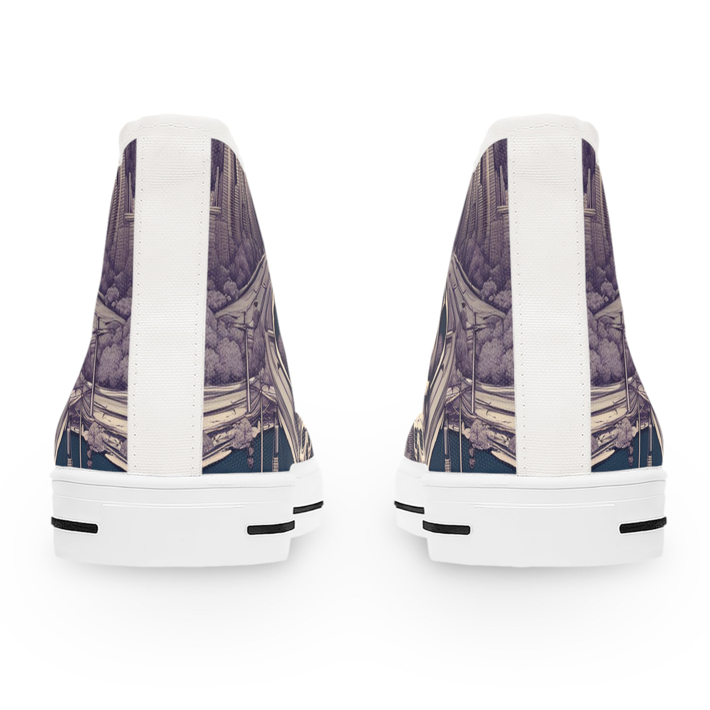 Women's High-Top Sneakers, Vivid Creations Designer Shoes Graphic Skull Design