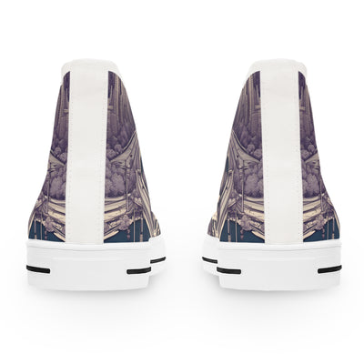 Women's High-Top Sneakers, Vivid Creations Designer Shoes Graphic Skull Design