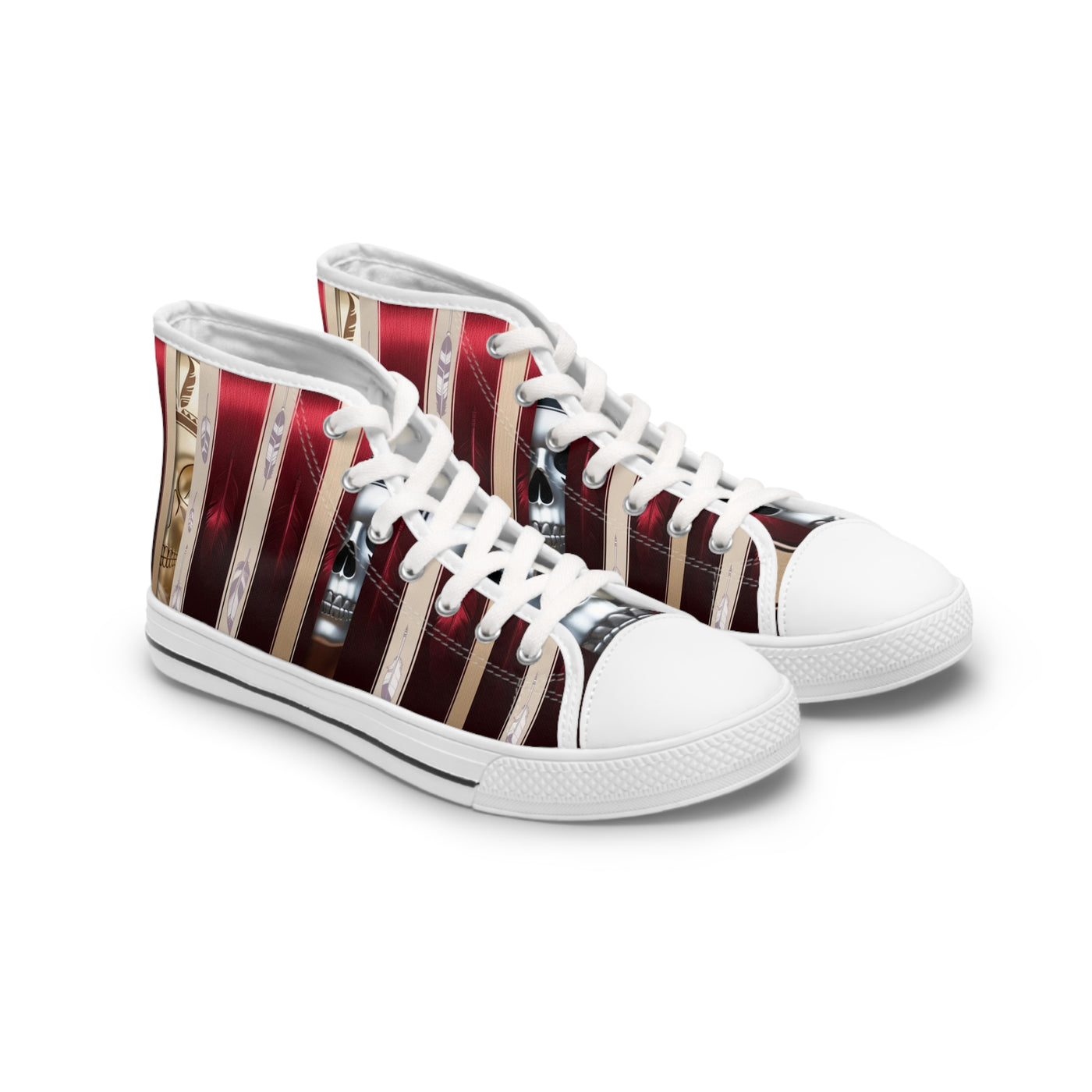 Women's High-Top Sneakers, Vivid Creations Designer Shoes Graphic Skull Design