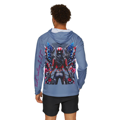 American Flag Sports Warmup Hoodie, W/Winged Female Silhouette